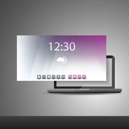 Laptop with Layers and Icons - Business Vector Illustrationのイラスト素材