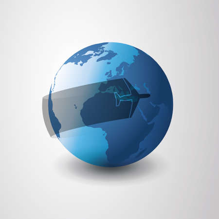 Globe Design with Airplaneのイラスト素材