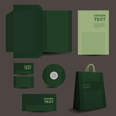 Stationery Template, Corporate Image Design with Leavesのイラスト素材