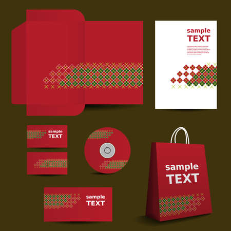 Stationery Template, Corporate Image Design with Colorful Patternのイラスト素材