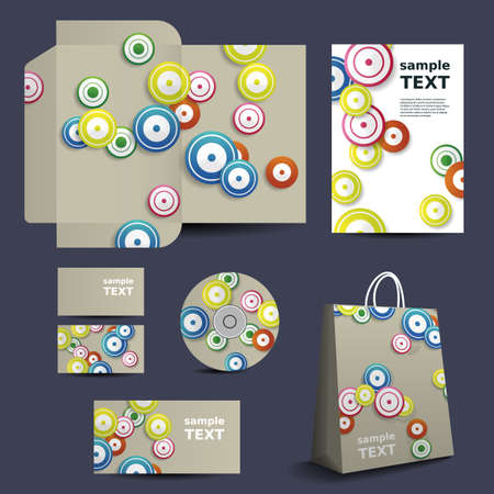 Stationery Template, Corporate Image Design with Colorful Circlesのイラスト素材