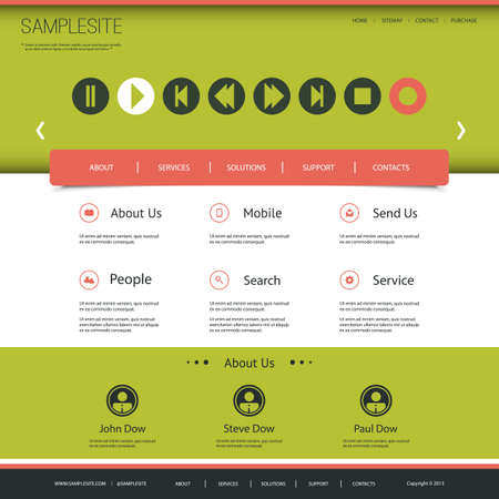 Website Design with Media Player Control Iconsのイラスト素材
