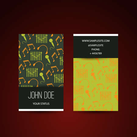 Business Card Design with Music Related Icons Patternのイラスト素材