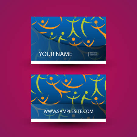Business Card Design with Abstract Dancing Figures Patternのイラスト素材