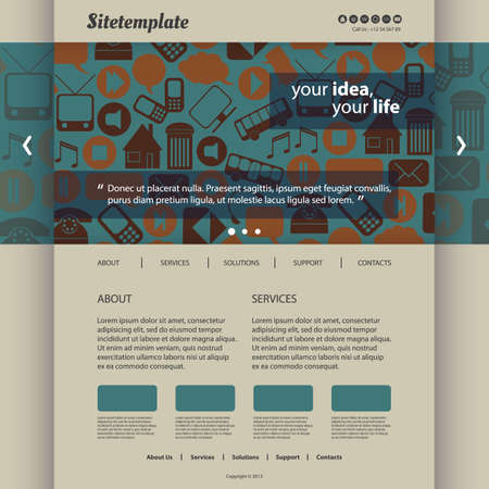 Website Template with Icons Patternのイラスト素材