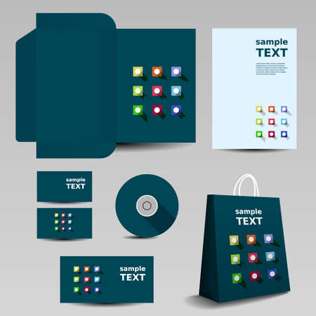 Stationery Template, Corporate Image Design with Abstract Icons Patternのイラスト素材