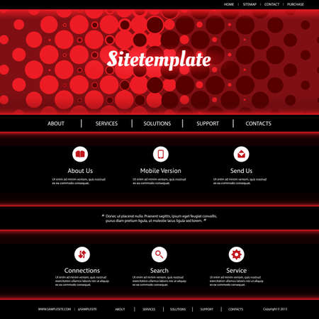 Website Template with Red Abstract Backgroundのイラスト素材