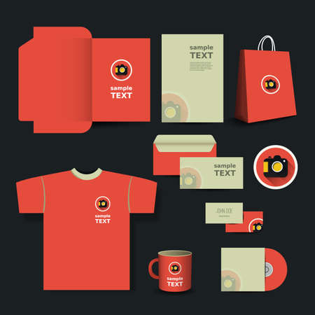 Stationery Template, Corporate Image Design with Camera Iconのイラスト素材