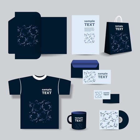 Stationery Template Design, Business Set with Abstract Figures Patternのイラスト素材