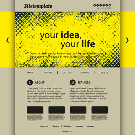 Website Template with Abstract Header Design - Yellow Grungy Patternのイラスト素材