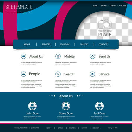 Website Template with Abstract Pattern and Place for Photoのイラスト素材