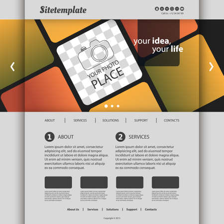 Website Template with Abstract Pattern and Place for Photoのイラスト素材