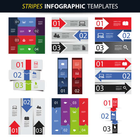 Colorful Set of Infographic Design Templates - Banners, Charts, Arrowsのイラスト素材