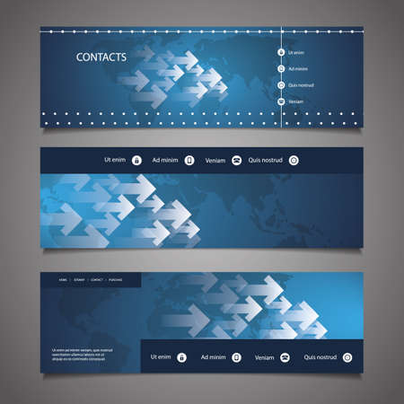 Web Design Elements - Header Designs with World Mapのイラスト素材