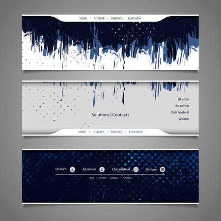 Web Design Elements - Abstract Header Designs with Grungy Patternのイラスト素材