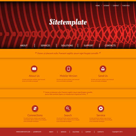 Website Template with Abstract Header Design - Wavy Linesのイラスト素材