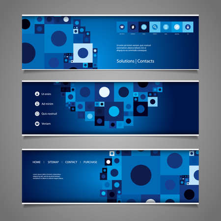 Web Design Elements - Abstract Retro Styled Header Designs with Tilesのイラスト素材