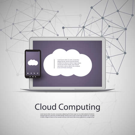 Cloud Computing and Networks Concept with Laptop Computer and Smartphoneのイラスト素材