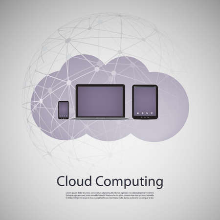 Cloud Computing and Networks Concept with Laptop Computer, Tablet and Smartphoneのイラスト素材