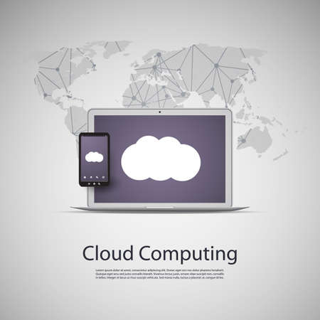 Cloud Computing and Networks Concept with Laptop Computer and Smartphoneのイラスト素材
