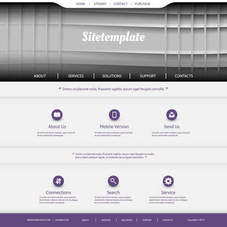 Website Template with Abstract Header Design - Wavy Lines Patternのイラスト素材