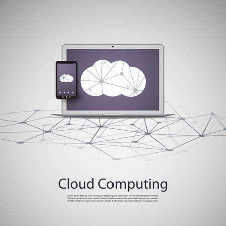 Cloud Computing and Networks Concept with Laptop Computer and Smartphoneのイラスト素材