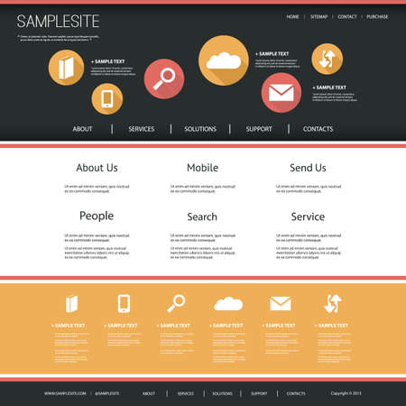 Website Template with Flat UI Design for Your Business のイラスト素材