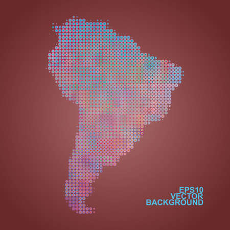 Dotted Map Design - Colorful Map of South Americaのイラスト素材