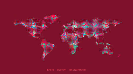Dotted Map Design - Colorful World Map のイラスト素材