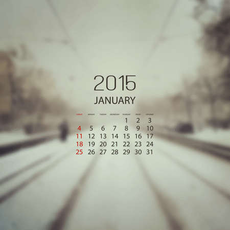 Monthly Calendar 2015 January のイラスト素材