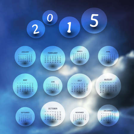Calendar 2015 - Illustration Design with Blurred Backgroundのイラスト素材