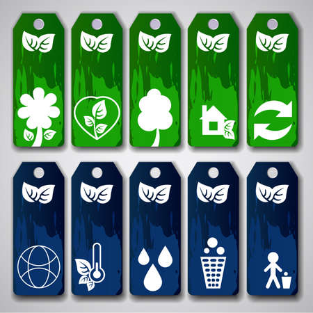 Set of Green and Blue Sales Tagsのイラスト素材