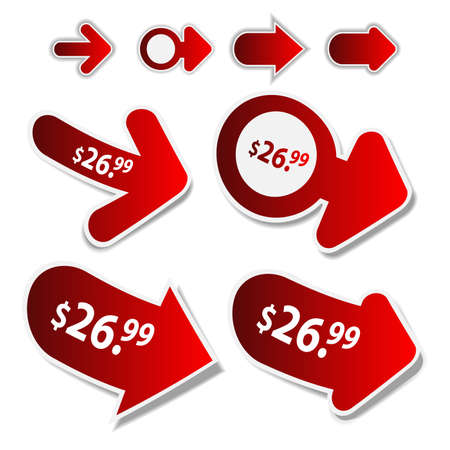 Set of 3D Price Tag Arrows Clip-Artのイラスト素材