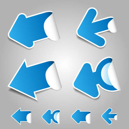 Blue Paper Cut 3D Arrows Setのイラスト素材