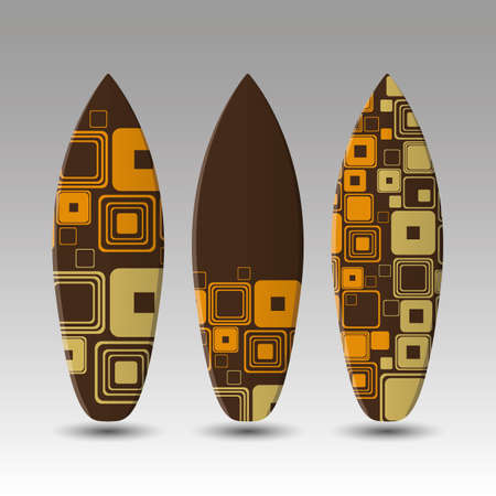Vector Surfboards Design Template with Oldschool Round Squares Patternのイラスト素材