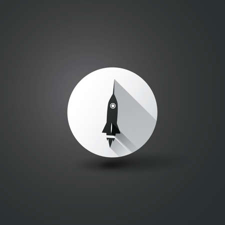 Rocket Flat Icon Design with Long Shadowのイラスト素材