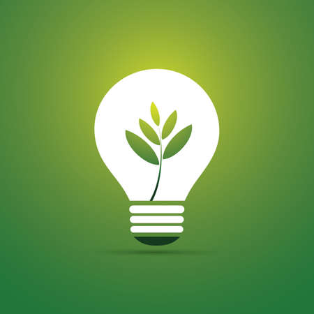 Green Eco Energy Concept Icon - Plant Inside a Light Bulbのイラスト素材