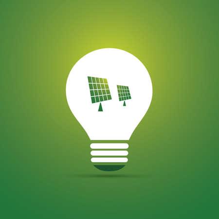 Green Eco Energy Concept Icon - Solar Panel Inside a Light Bulb - Solar Energyのイラスト素材