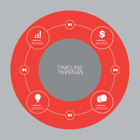 Minimal Timeline Circle Design - Infographic Elements with Iconsのイラスト素材