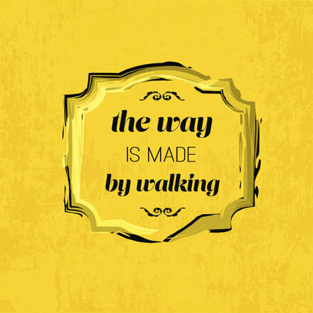 The Way is Made by Walking - Black Frame On a Yellow Backgroundのイラスト素材
