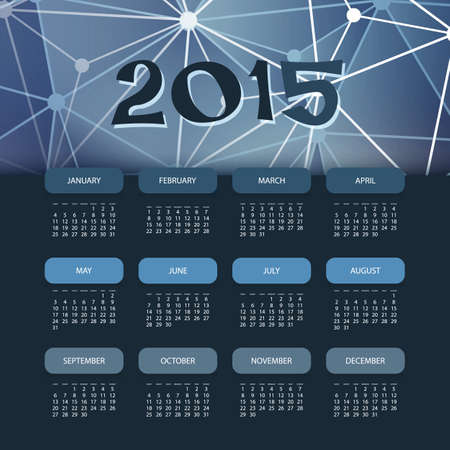 Calendar 2015 Template with Blue Abstract Backgroundのイラスト素材