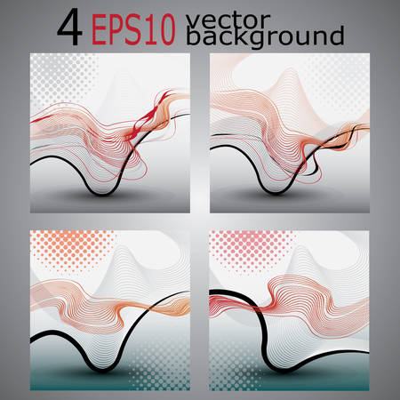 Set of Fout Abstract Backgrounds - Wavy Linesのイラスト素材