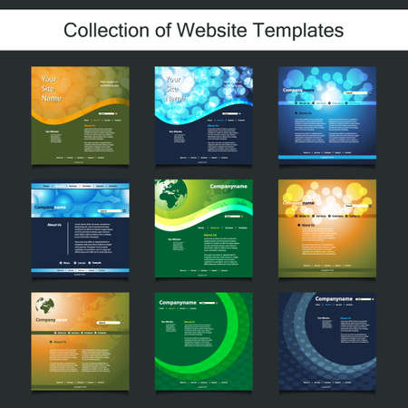 Collection of Website Templates for Your Business - Nine Nice and Simple Design Templates with Different Patterns and Header Designsのイラスト素材