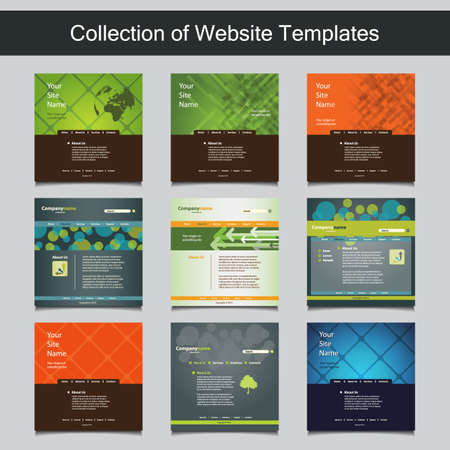 Collection of Website Templates for Your Business - Nine Nice and Simple Design Templates with Different Patterns and Header Designsのイラスト素材