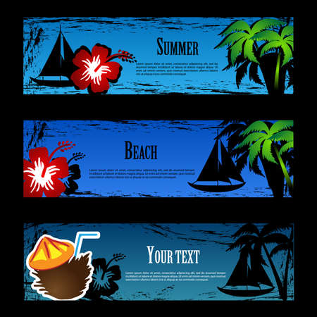 Summer Beach Banners Setのイラスト素材