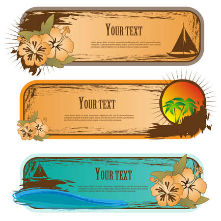 Summer Beach Banners Setのイラスト素材