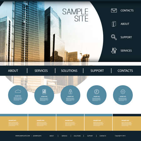 Website Design for Your Business with Skyscrapers Backgroundのイラスト素材