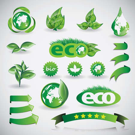 Green Eco Shiny Icons, Design Template Collectionのイラスト素材