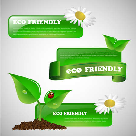 Green Eco Friendly Banner Collectionのイラスト素材