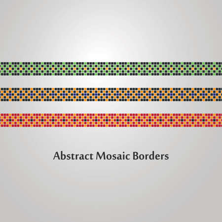 Abstract Colorful Mosaic Border Designs  Different Decoration Elementsのイラスト素材